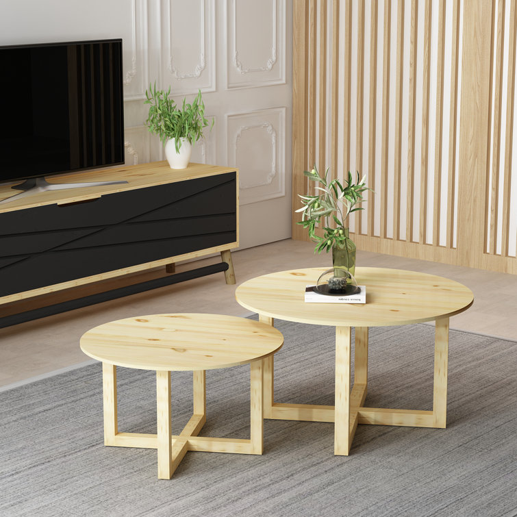 Union Rustic Ajinkya Solid Wood Cross Legs Coffee Table Wayfair.co.uk